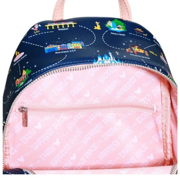 Disneyland 65th Anniversary Map 2-in-1 Convertible Mini Backpack Loungefly NWOT - Picture 3 of 10